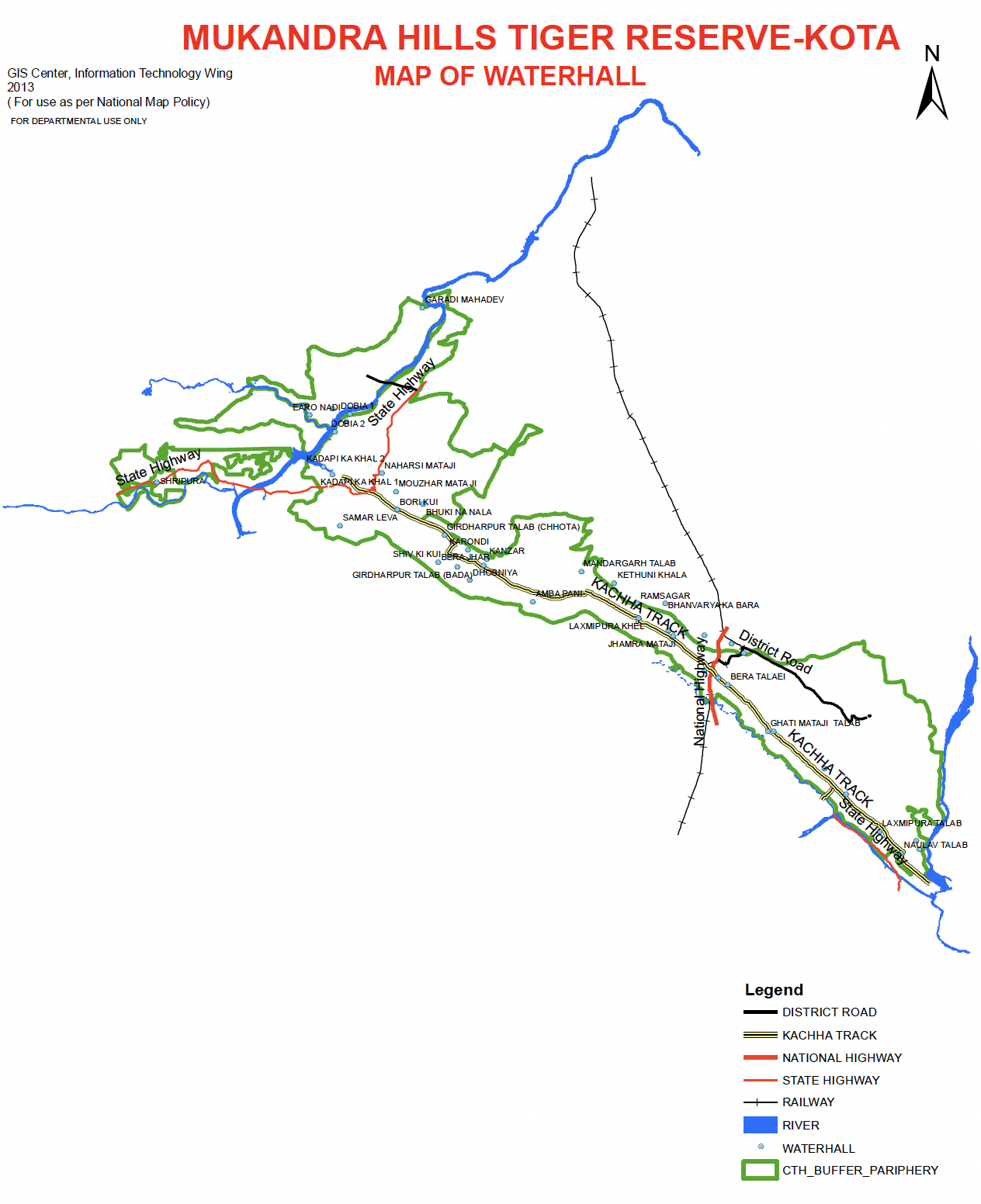 Water bodies and seasonal hydrology map